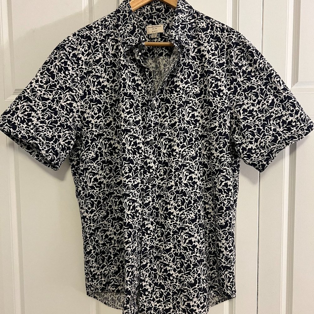 CLUB MONACO SHIRT - BLUE PRINT - SLIM FIT (M)